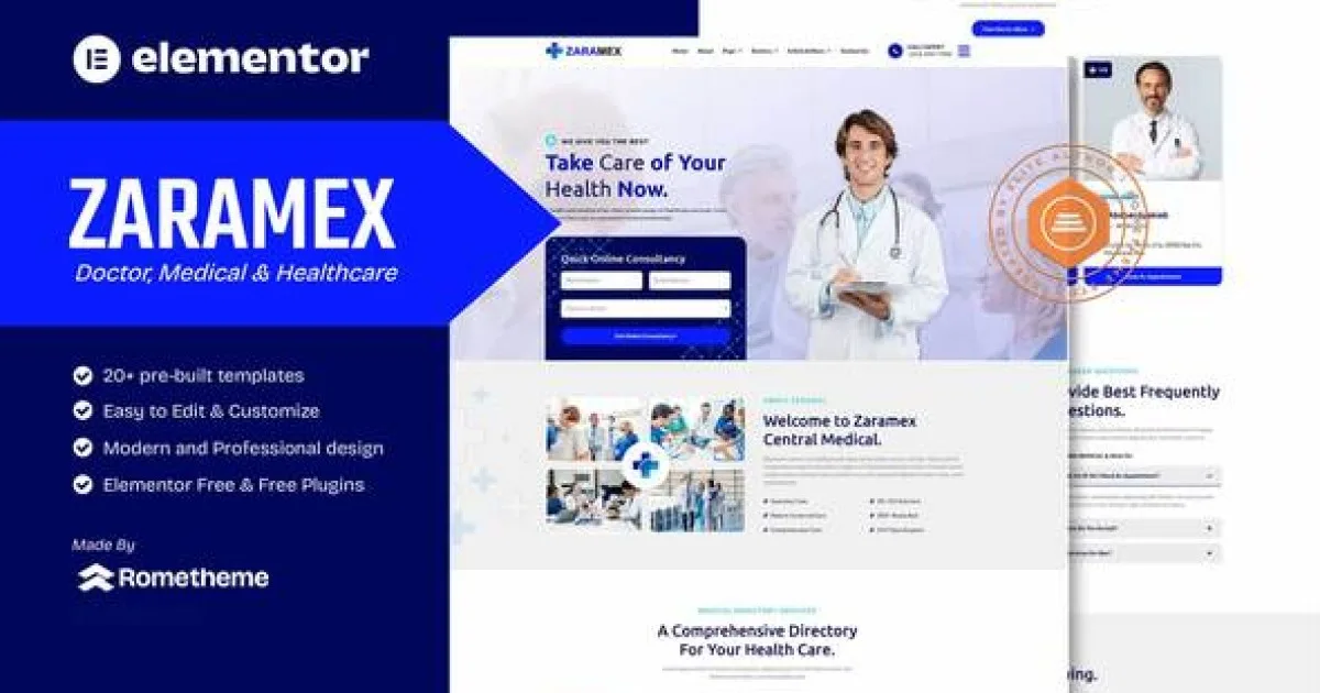 Zaramex – Doctor, Medical & Healthcare Elementor Template Kit