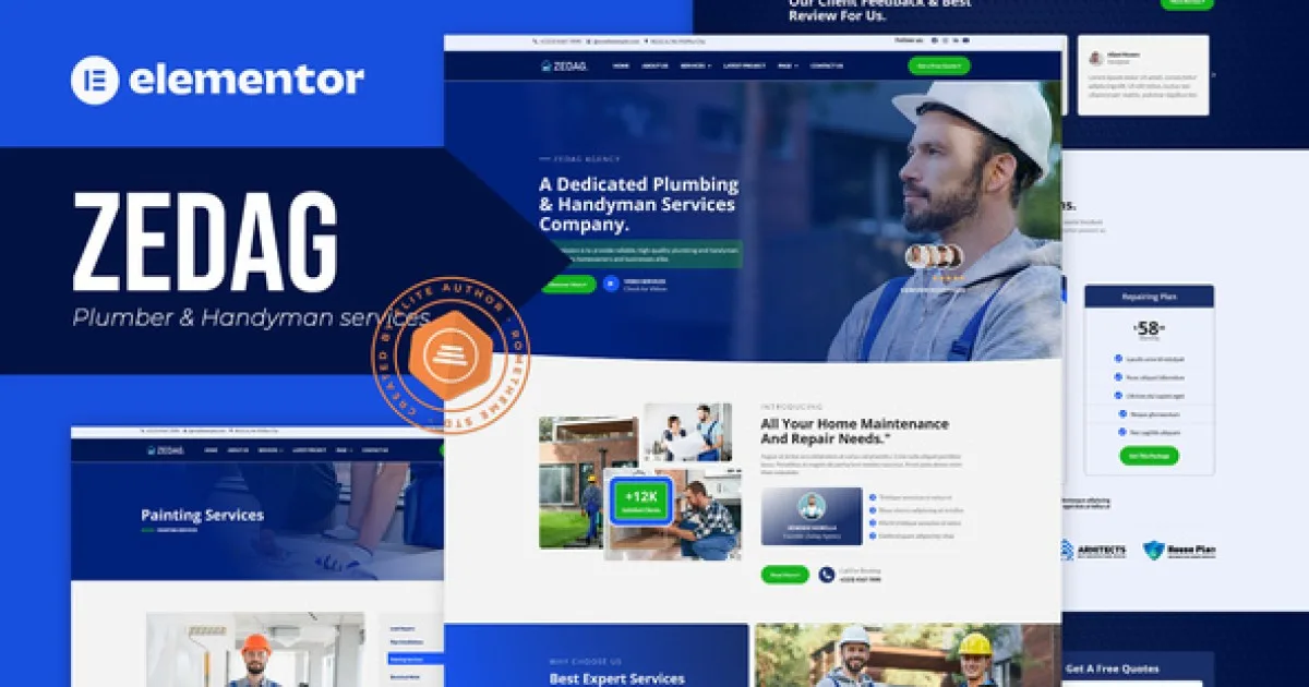 Zedag – Plumber & Handyman Services Elementor Pro Template Kit