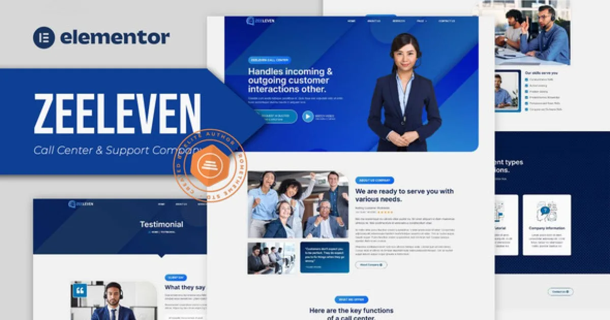 Zeeleven – Call Center & Support Company Elementor Template Kit - Official Release Preview