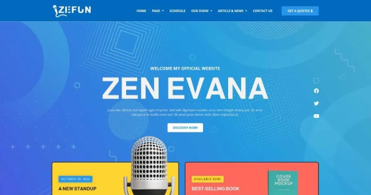 Zefun – Comedian & Entertainer Elementor Template Kit
