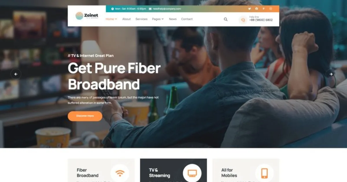 Zeinet – Internet Provider & Satellite TV Template Kit