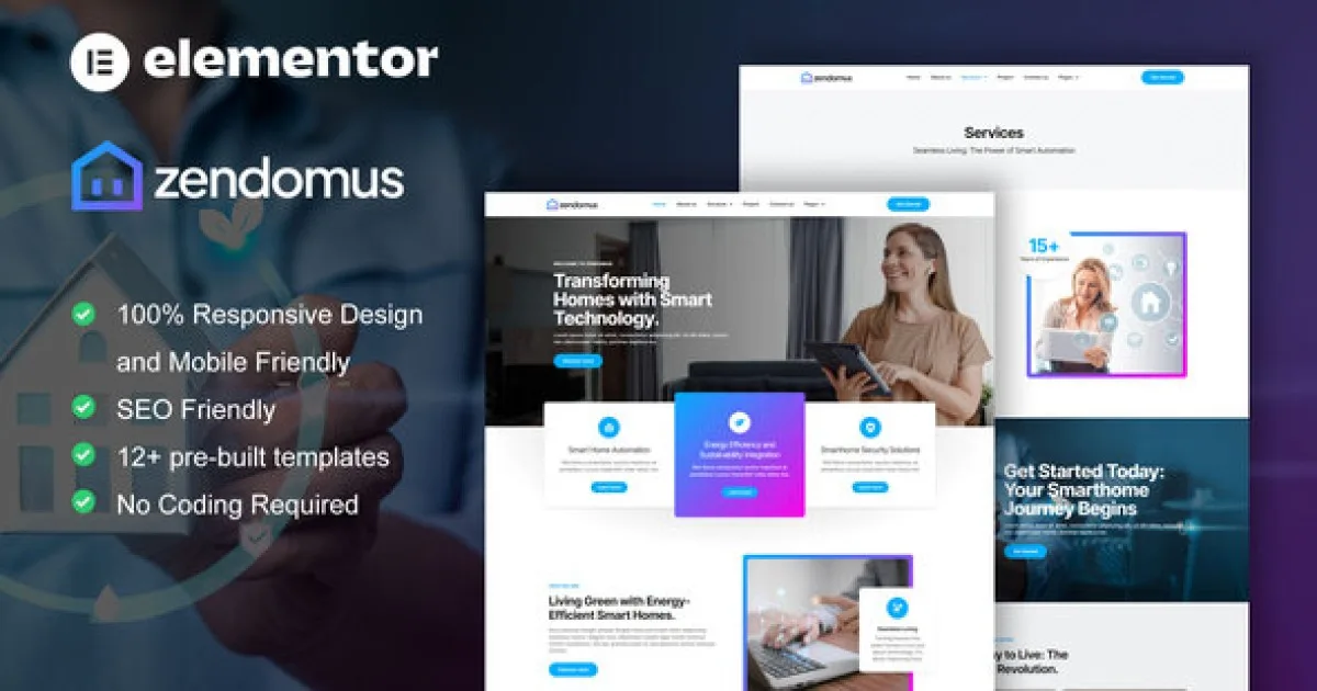 Zendomus – Smart Home & Technology Services Elementor Pro Template Kit