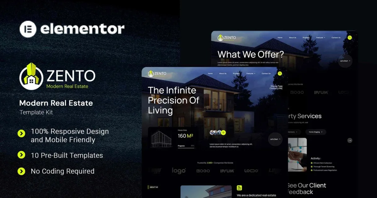 Zento – Modern Real Estate Elementor Template Kit