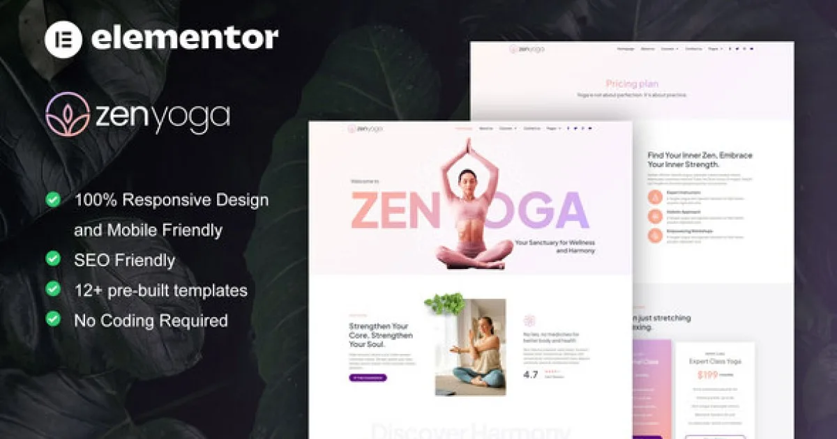 ZenYoga – Yoga & Meditation Elementor Template Kit - Official Release Preview