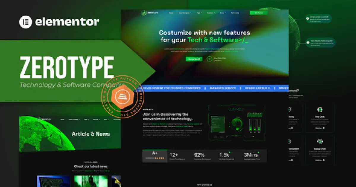 Zerotype – Technology & Software Company Elementor Template Kit