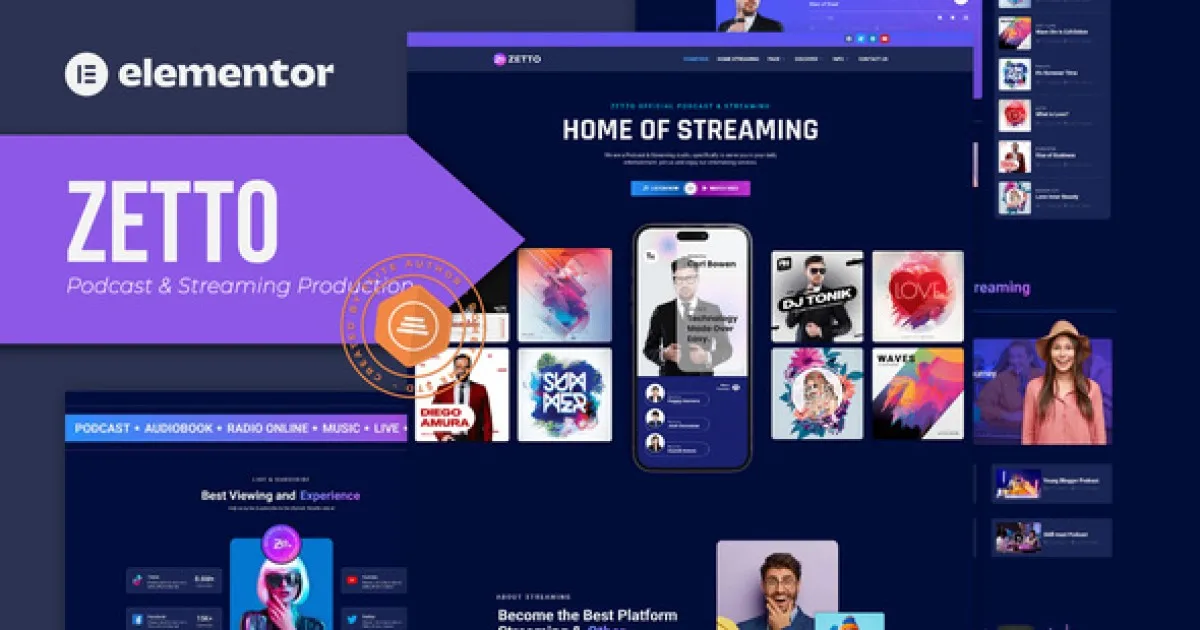 Zetto – Podcast & Streaming Production Elementor Template Kit