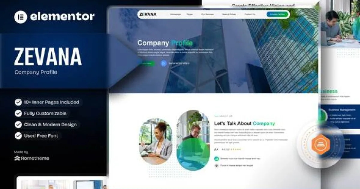 Zevana – Company Profile & Business Elementor Template Kit