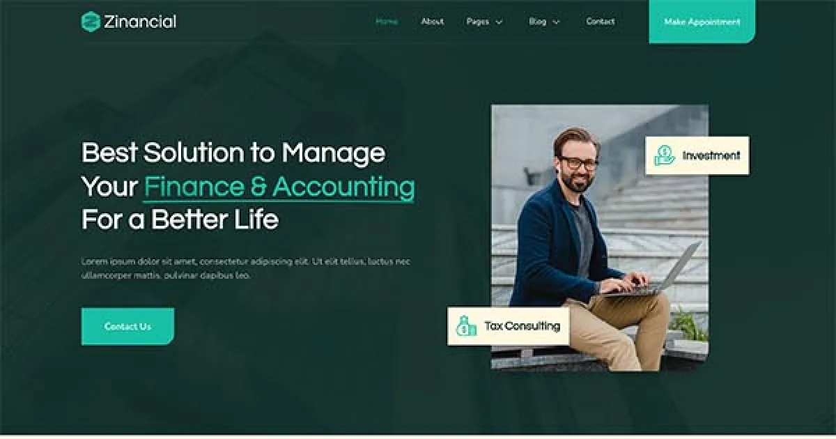 Zinancial – Finance & Accounting Services Elementor Template Kit