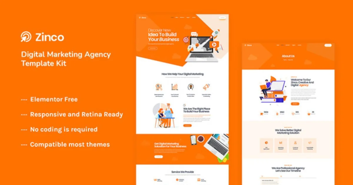 Zinco – Digital Marketing Agency Elementor Template Kit - Official Release Preview