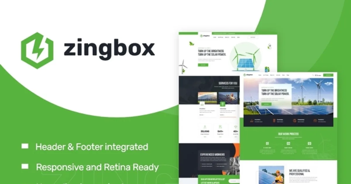 Zingbox – Wind & Solar Energy Elementor Template Kit - Official Release Preview