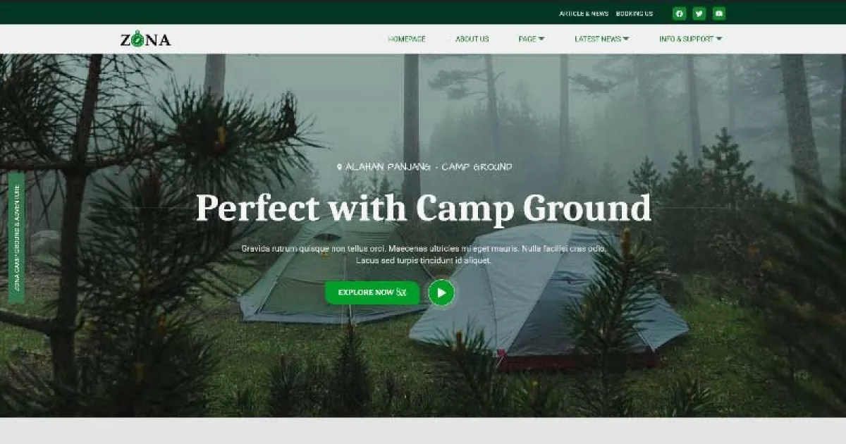Zona – Camp Ground & Adventure Elementor Template Kit