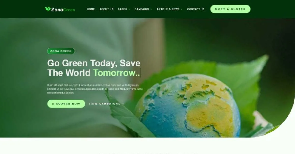 Zona Green – NGOs Environmental Protection Elementor Template Kit