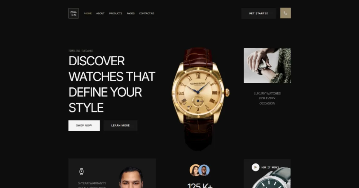 Zonatime – Dark Theme Watch Store Elementor Template Kit