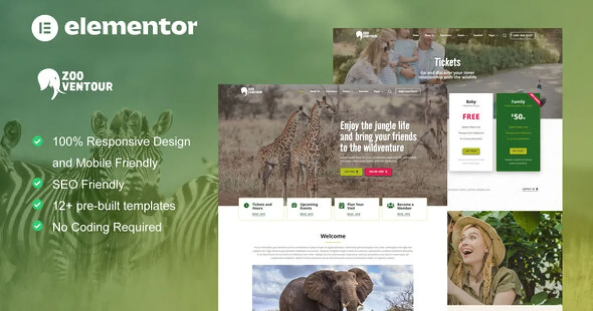 Zooventour – Safari & Zoo Elementor Pro Template Kit