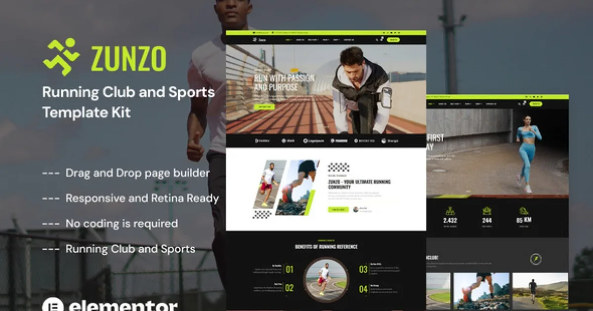 Zunzo – Running Club & Sports Elementor Pro Template Kit