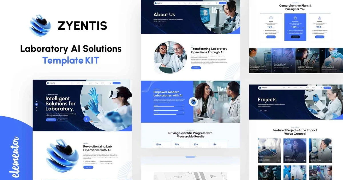 Zyentis – Laboratory AI Solutions Elementor Template Kit